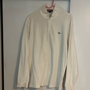 Vineyard Vines Cream Long Sleeve Polo Shirt